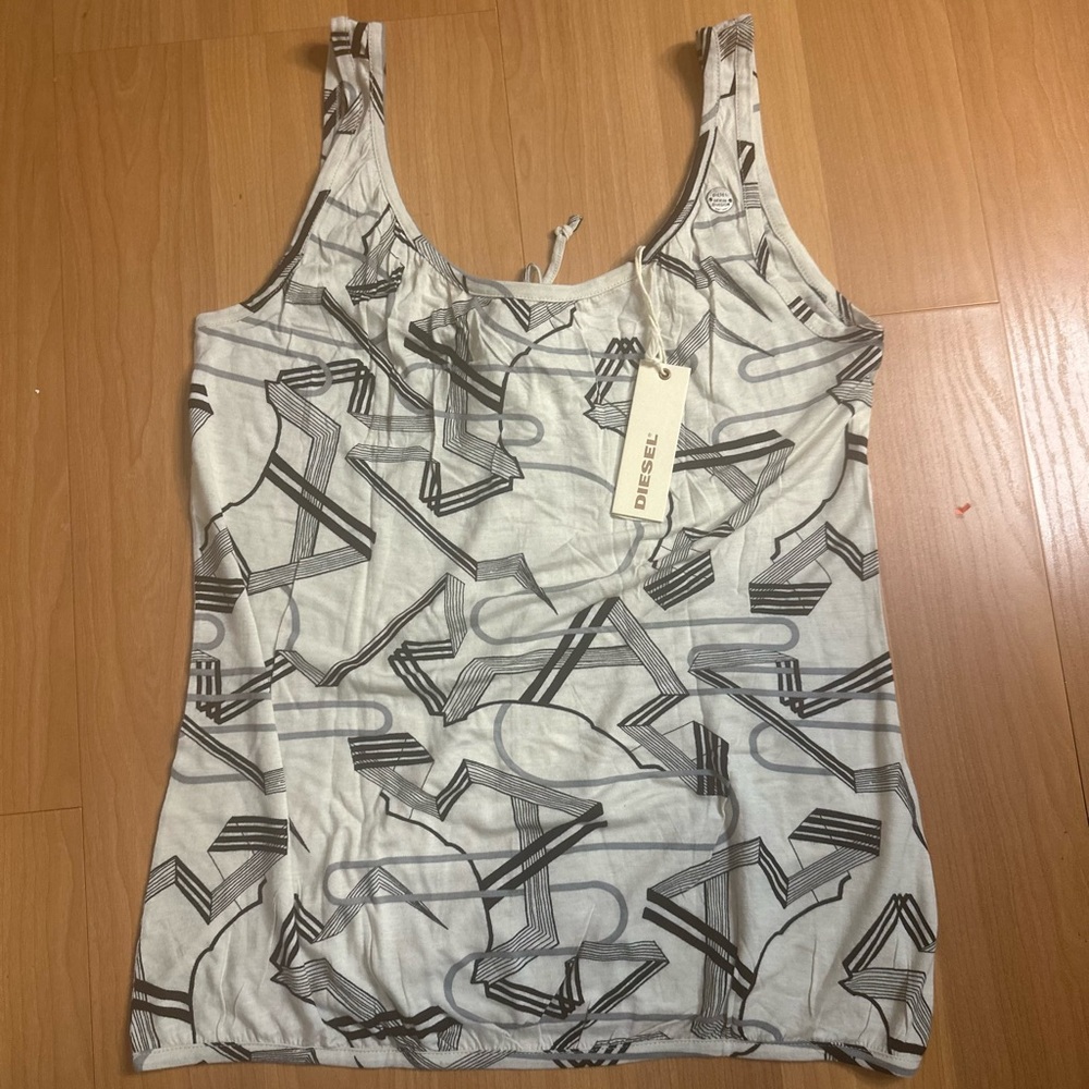 Diesel Women's Graphic Tank Top in Gray and White
